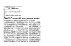 Obispo Contreras rechaza la pena de muerte