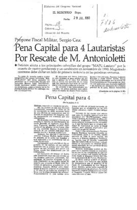 Pena capital para cuatro Lautaristas por rescate de M. Antonioletti