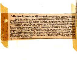 Adhesión de madame Mitterrand a encuentro internacional.