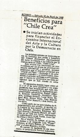 Beneficio para “Chile Crea".