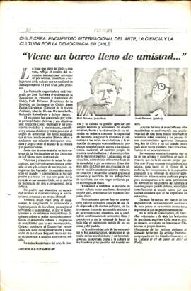Viene un barco lleno de amistad.