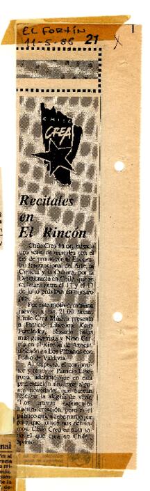 Recitales en el Rincón.