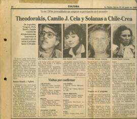 Theodorakis, Camilo J. Cela y Solanas a Chile-Crea.