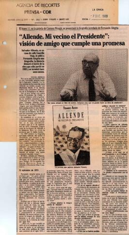 "Allende. Mi vecino el presidente": visión de amigo que cumple una promesa.