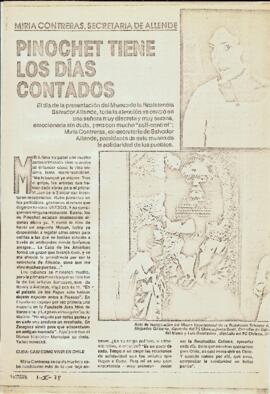 Miria Contreras, secretaria de Allende: Pinochet tiene los días contados.