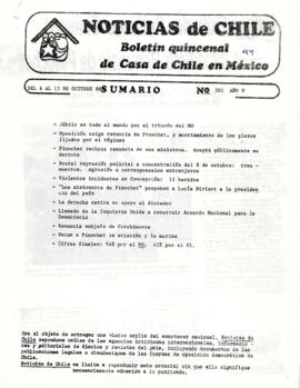 Noticias de Chile. N°202 Año V. Del 06 del 13 de octubre 1988