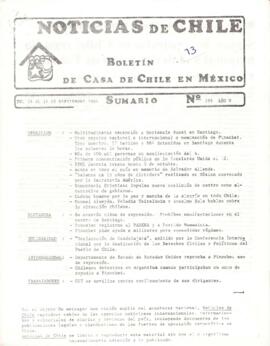 Noticias de Chile. N°199 Año V. Del 1 al 16 de septiembre 1988.