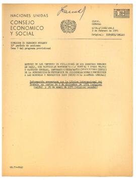 Información presentada por la Oficina Internacional del Trabajo en cartas de 5 de diciembre de 19...