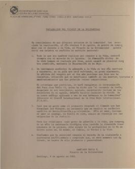 Declaración del Vicario de la Solidaridad