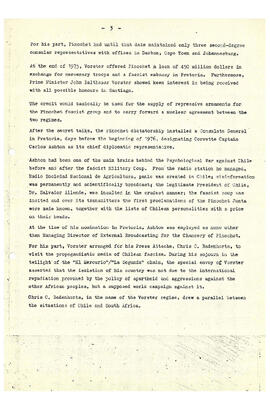 Pinochet-Vorster. Conspiracy against the human race -Further evidence (3)