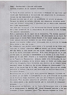 Tema: Tribunales y juicios militares. Informe especial de Alejandro Jiliberto. (1)