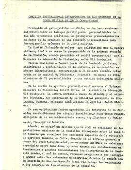 Comisión Internacional Investigadora de los Crímenes de la Junta Militar en Chile (Memorándum)