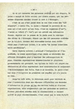 Le regime de terreur au Chile et la disparation des déteneus politiques. (34)