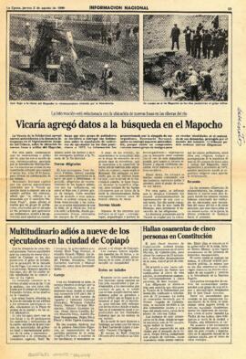 "Vicaría agregó datos a la búsqueda en el Mapocho."