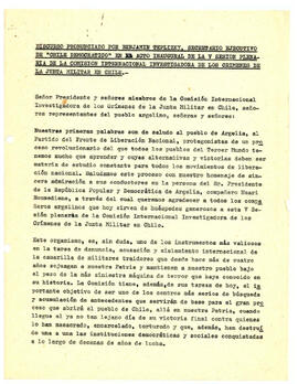 Discurso pronunciado por Benjamín Teplizky. (1)
