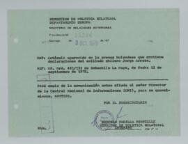 [Memorandum N°15290 - Ministerio de Relaciones Exteriores - Dirección de Política Bilateral - Dep...