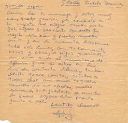 Querida Esposa: Cariño lei tu mensaje y estoy muy bien, Fredy, gracias por escribirle a tu viejito…