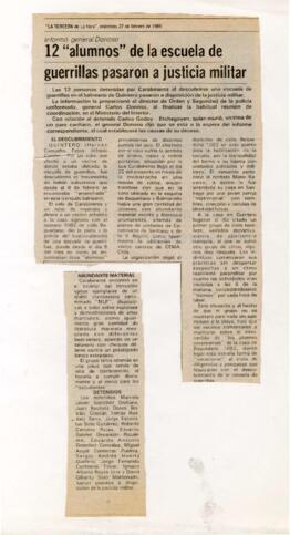 12 "alumnos" de la escuela de guerrillas pasaron a Justicia Militar...