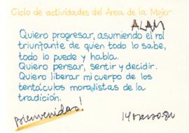 Ciclo de actividades del Área de la mujer