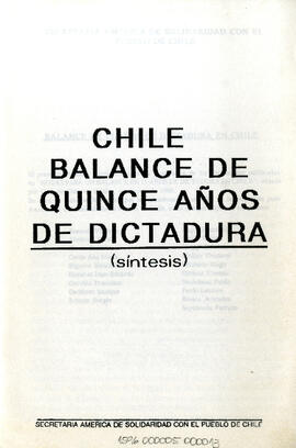 Chile, balance de quince años de dictadura (síntesis) (2)