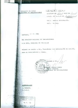 Reservado N° 211327 Del Director Nacional de informaciones a Ministra de Educación