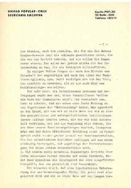 Informationen aus Chile nach dem offenen Brief an Pinochet (3)