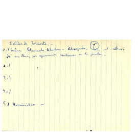 Notas manuscritos de listados de responsables de violaciones o, los derechos humanos de acuerdo a...