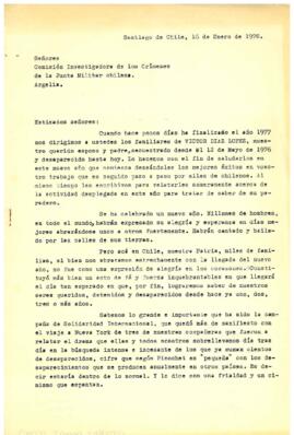 Señores Comisión Investigadora de los Crímenes de la Junta Militar chilena. Argelia
