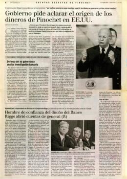 Gobierno pide aclarar el origen de los dineros de Pinochet en EEUU