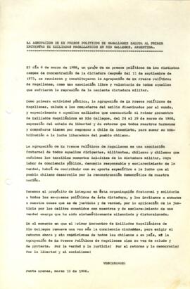La Agrupación de Ex presos políticos de Magallanes