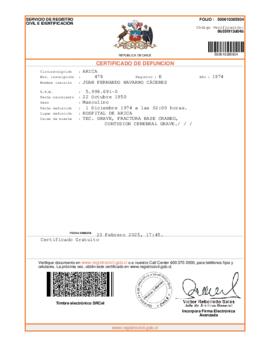 Certificado de defunción