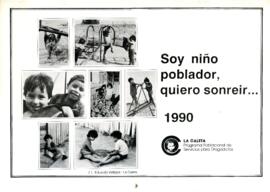 Calendario 1990.  Soy niño, soy poblador, quiero sonreir...