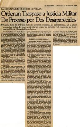 Ordenan traspaso a justicia militar de proceso por dos desaparecidos