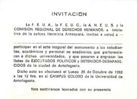 Invitacion. La F.E.U.A,...